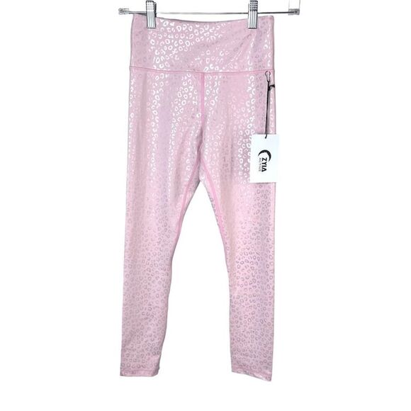 NWT Zyia Pink Leopard Unicorn Light n Tight Hi-Rise 7/8 24" Sz 2 - Picture 2 of 7